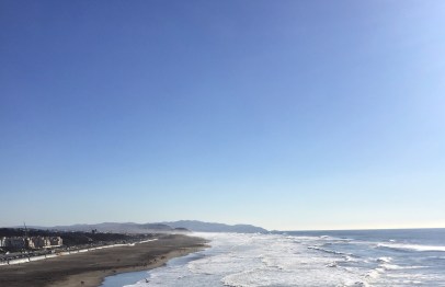 Boardwalk and coastline of Ocean Beach